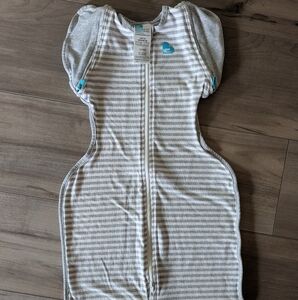 Love to Dream Gray and White Striped Swaddle